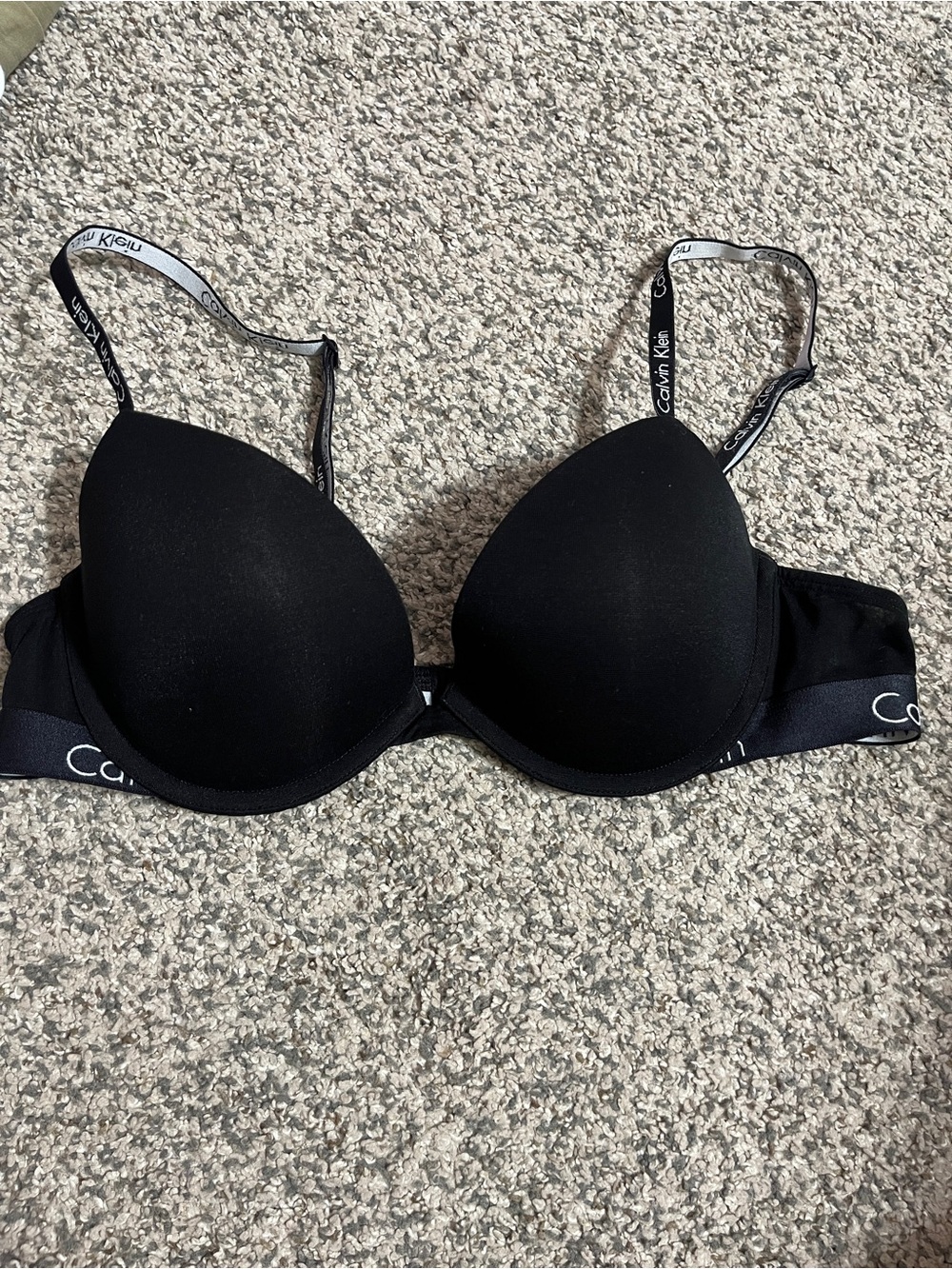 Calvin Klein Black Padded Underwire Bra with Logo Band